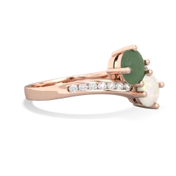 Jade Channel Set Two Stone 14K Rose Gold ring R5303