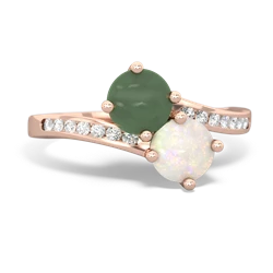 Jade Channel Set Two Stone 14K Rose Gold ring R5303