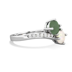 Jade Channel Set Two Stone 14K White Gold ring R5303