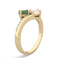 Jade Channel Set Two Stone 14K Yellow Gold ring R5303