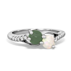 Jade Infinity Pave Two Stone 14K White Gold ring R5285