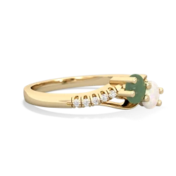 Jade Infinity Pave Two Stone 14K Yellow Gold ring R5285