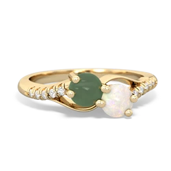 Jade Infinity Pave Two Stone 14K Yellow Gold ring R5285