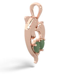 Jade Dolphin Heart 14K Rose Gold pendant P5820