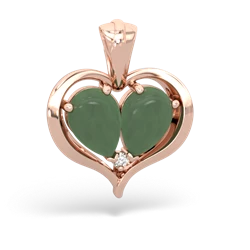 Jade Two Become One 14K Rose Gold pendant P5330