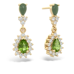 Jade Halo Pear Dangle 14K Yellow Gold earrings E1882