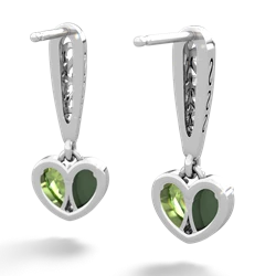 Jade Filligree Heart 14K White Gold earrings E5070