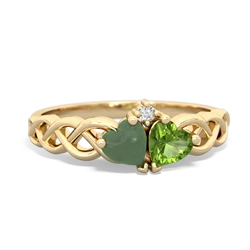 Jade Heart To Heart Braid 14K Yellow Gold ring R5870