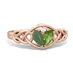 Jade Celtic Love Knot 14K Rose Gold ring R5420