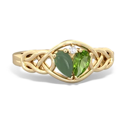 Jade Celtic Love Knot 14K Yellow Gold ring R5420