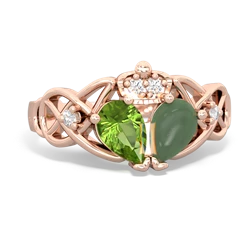 Jade 'One Heart' Celtic Knot Claddagh 14K Rose Gold ring R5322