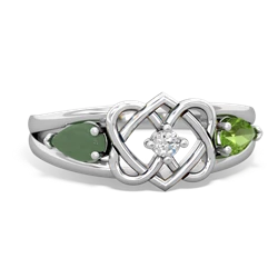 Jade Hearts Intertwined 14K White Gold ring R5880