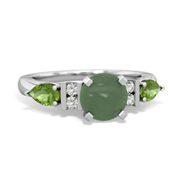 Jade 6Mm Round Eternal Embrace Engagement 14K White Gold ring R2005