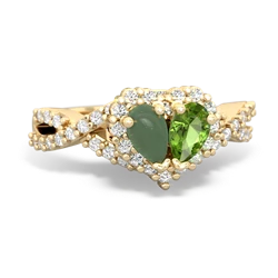 Jade Diamond Twist 'One Heart' 14K Yellow Gold ring R2640HRT