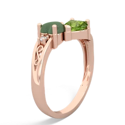 Jade Snuggling Hearts 14K Rose Gold ring R2178