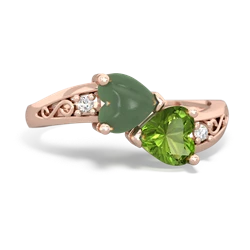 Jade Snuggling Hearts 14K Rose Gold ring R2178