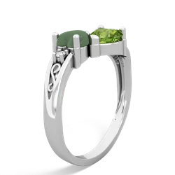 Jade Snuggling Hearts 14K White Gold ring R2178