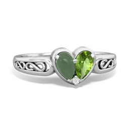 Jade Filligree 'One Heart' 14K White Gold ring R5070