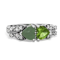 Jade Diamond Butterflies 14K White Gold ring R5601