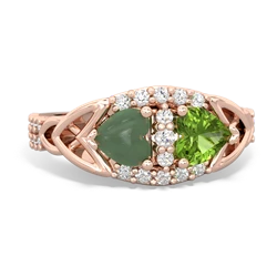 Jade Sparkling Celtic Knot 14K Rose Gold ring R2645