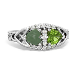 Jade Sparkling Celtic Knot 14K White Gold ring R2645