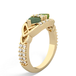 Jade Sparkling Celtic Knot 14K Yellow Gold ring R2645