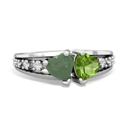 Jade Heart To Heart 14K White Gold ring R3342