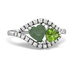 Jade Mother And Child 14K White Gold ring R3010