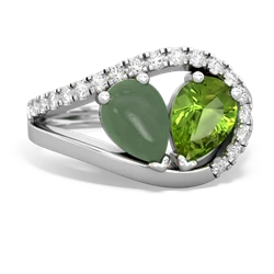 Jade Nestled Heart Keepsake 14K White Gold ring R5650