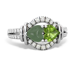 Jade Art-Deco Keepsake 14K White Gold ring R5630