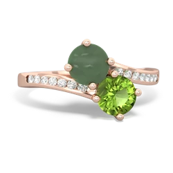 Jade Channel Set Two Stone 14K Rose Gold ring R5303