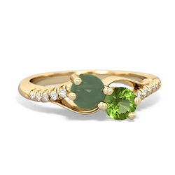 Jade Infinity Pave Two Stone 14K Yellow Gold ring R5285