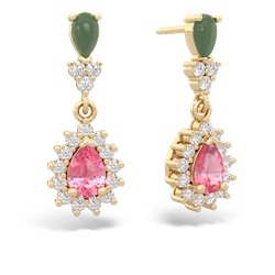 Jade Halo Pear Dangle 14K Yellow Gold earrings E1882