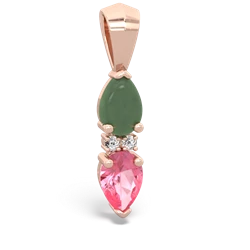 Jade Bowtie Drop 14K Rose Gold pendant P0865