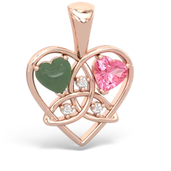 Jade Celtic Trinity Heart 14K Rose Gold pendant P5331