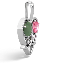 Jade Celtic Trinity Heart 14K White Gold pendant P5331