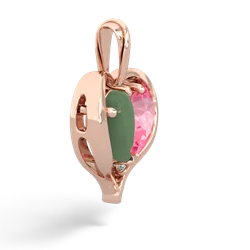 Jade Two Become One 14K Rose Gold pendant P5330