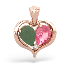 Jade Two Become One 14K Rose Gold pendant P5330