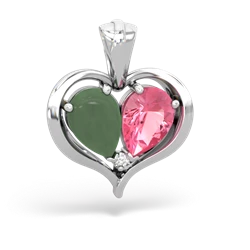 Jade Two Become One 14K White Gold pendant P5330