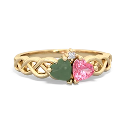 Jade Heart To Heart Braid 14K Yellow Gold ring R5870