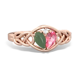 Jade Celtic Love Knot 14K Rose Gold ring R5420