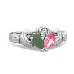 Jade 'Our Heart' Claddagh 14K White Gold ring R2388