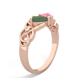 Jade 'One Heart' Celtic Knot Claddagh 14K Rose Gold ring R5322