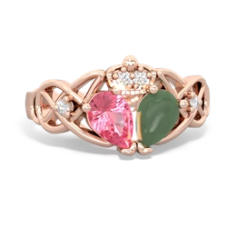 Jade 'One Heart' Celtic Knot Claddagh 14K Rose Gold ring R5322