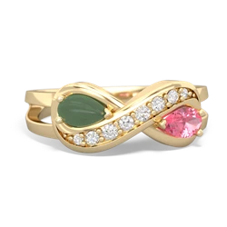 Jade Diamond Infinity 14K Yellow Gold ring R5390