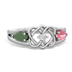 Jade Hearts Intertwined 14K White Gold ring R5880