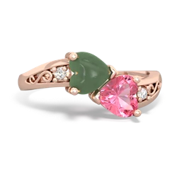 Jade Snuggling Hearts 14K Rose Gold ring R2178