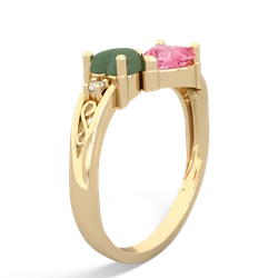 Jade Snuggling Hearts 14K Yellow Gold ring R2178