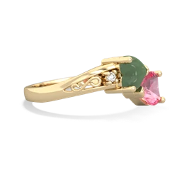 Jade Snuggling Hearts 14K Yellow Gold ring R2178