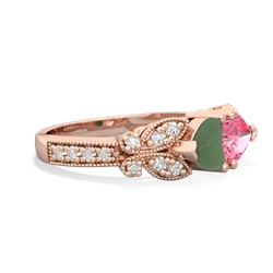 Jade Diamond Butterflies 14K Rose Gold ring R5601